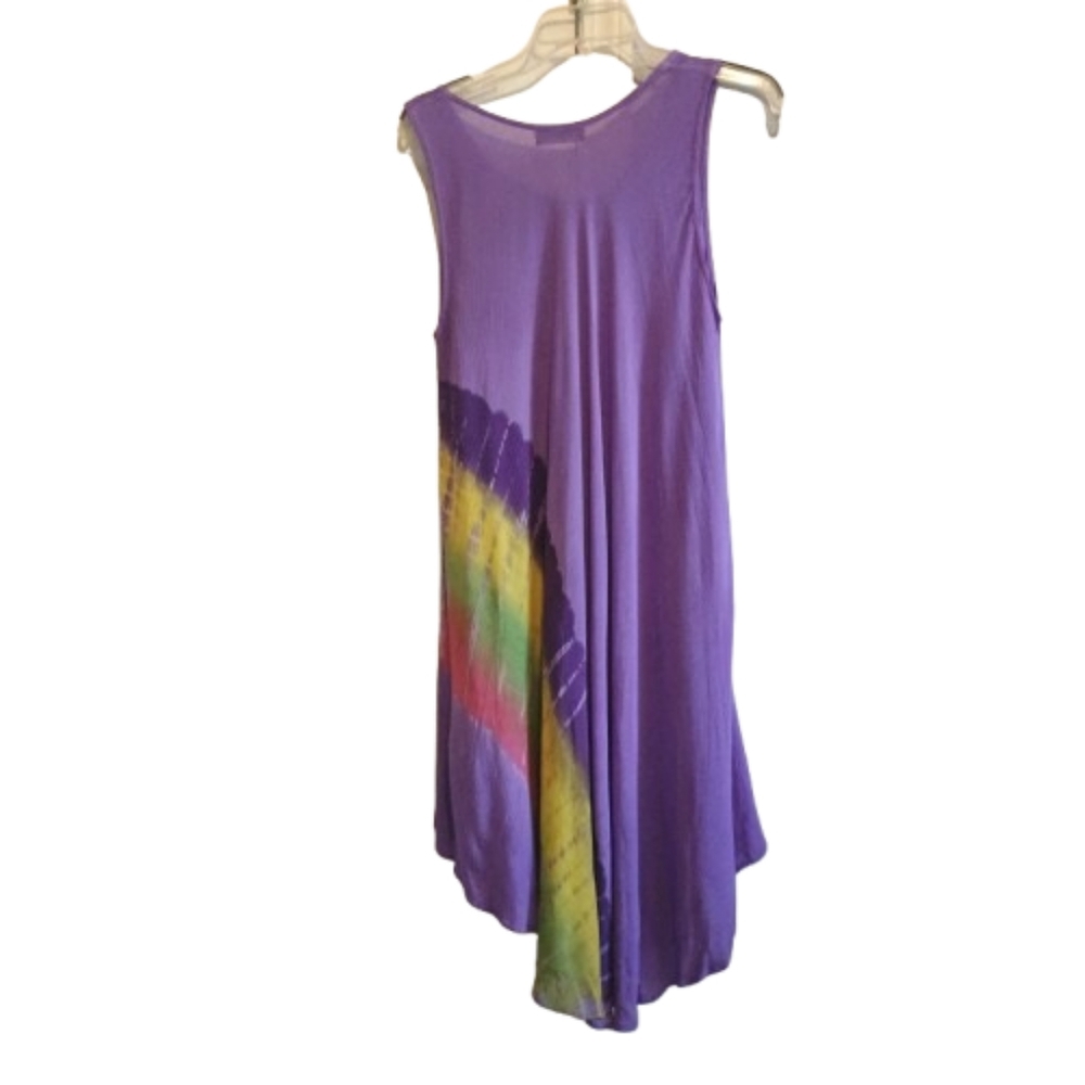 Eternia Tie Dye Palm Tree Dress Purple Free Size Rayon Gauze Boho Festival... - Picture 3 of 12